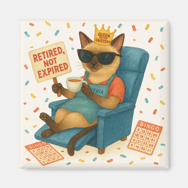 Cat Mom Retirement is drinking coffee  Magnet (Front)