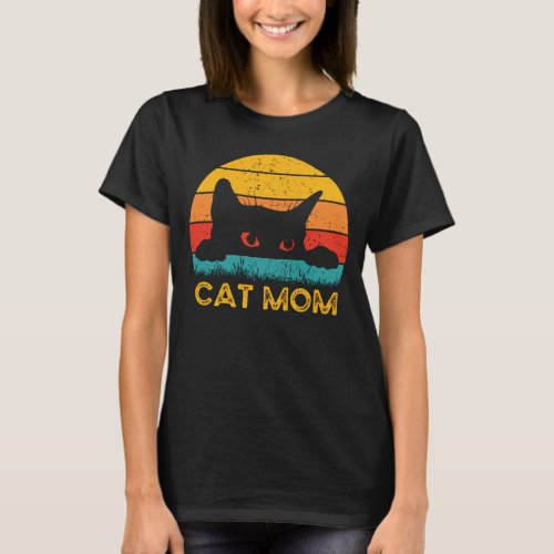 Cat Mom _ Retro Vintage Cat T_Shirt