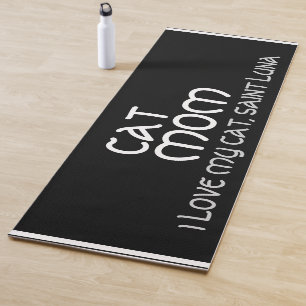 Cat Mom Script Pet Name Grey White Black Customize Yoga Mat