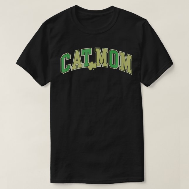 Cat Mom Shamrock Retro Saint Patricks Day Cat Love T-Shirt (Design Front)