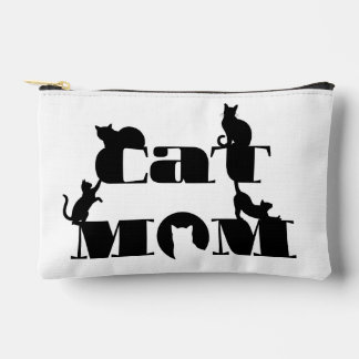 Cat Mom Silhouette Typography Accessory Pouch