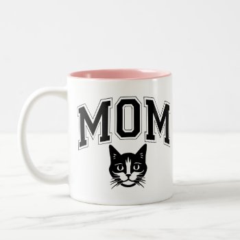 Cat Mom | Simple Cute Cat Lover Two-tone Coffee Mug by marisuvalencia at Zazzle