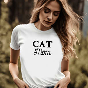 Cat Mom   Simple Cute Retro Script Pet Owner T-Shirt