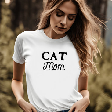 Cat Mom | Simple Cute Retro Script Pet Owner T-Shirt