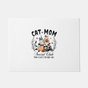 Cat Mom Social Club Ghost Cat Halloween Gothic Bla Doormat