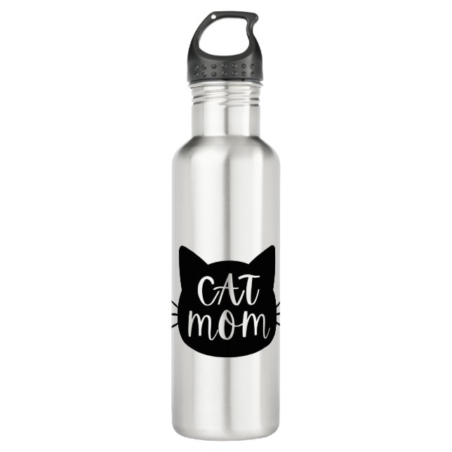 Cat Mom Stainless Steel Water Bottle (Front)