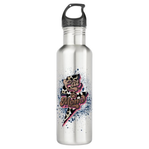 Cat Mom Sublimation Design Cat Mom Leopard Stainless Steel Water Bottle