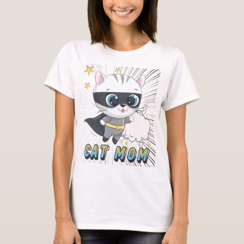 Cat mom Superhero T_Shirt