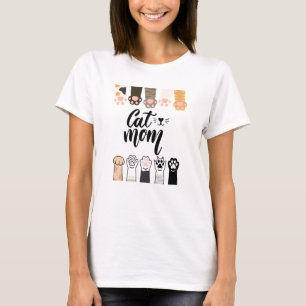 Cat Mom T-Shirt – Cute Cat Paws Design – cat Gift 