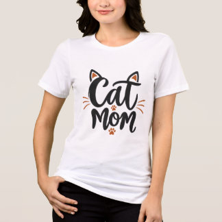 Cat Mom T-Shirt – Elegant Feminine CAT MOM Typogra Tri-Blend Shirt