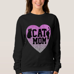CAT MOM T-SHIRTS FAUX GLITTER SWEATSHIRTS