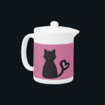 Cat Mom Teapot<br><div class="desc">A cat silhouette with tail curled into a heart. For all cat lovers.</div>