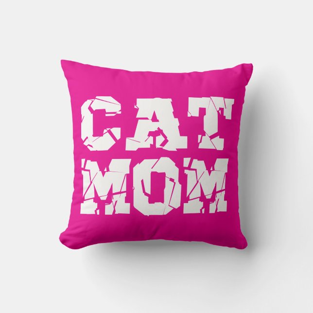 Cat Mom Throw Pillow (Front)