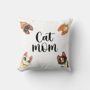 Cat Mom Throw Pillow
