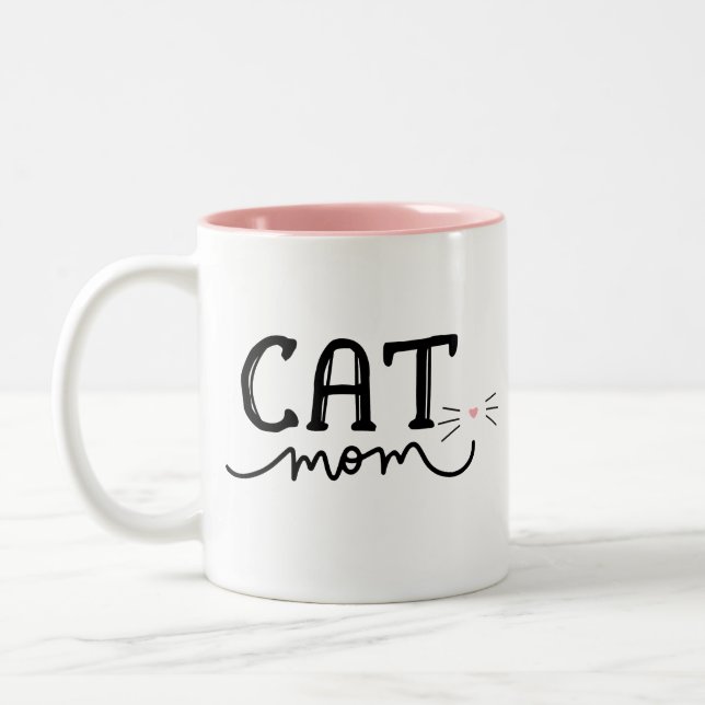 Cat Mom Two-Tone Coffee Mug (Left)