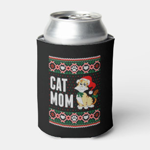Cat Mom Ugly Christmas Sweater Can Cooler