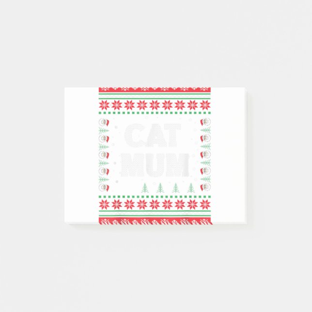 Cat Mom ugly Christmas sweater Cat Lovers Cute Cat Post-it Notes (Front)