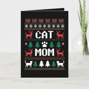 Cat Mom Ugly Christmas Sweater Paw Reindeer Xmas Card