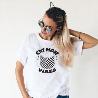 Cat Mom Vibes Retro Vintage Cat Mom T-Shirt