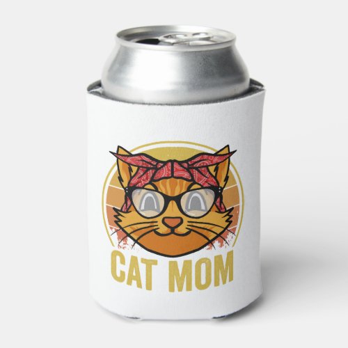 Cat Mom Vintage Sunglasses Funny Kitten Feline Pun Can Cooler