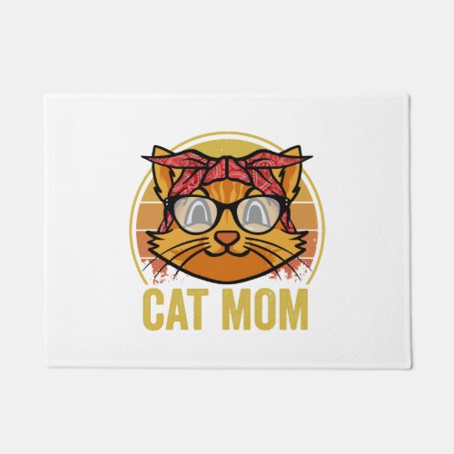 Cat Mom Vintage Sunglasses Funny Kitten Feline Pun Doormat