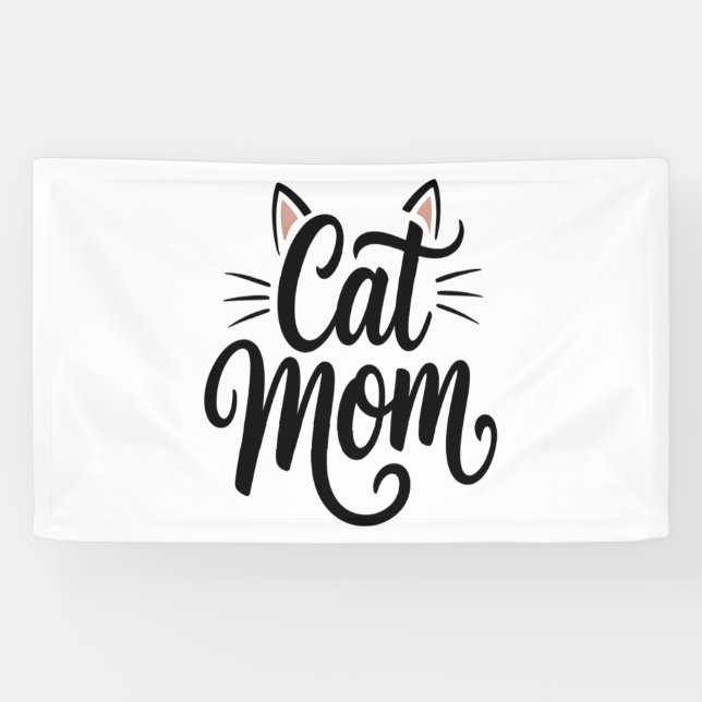 Cat Mom Whiskers and Ears Banner (Horizontal)