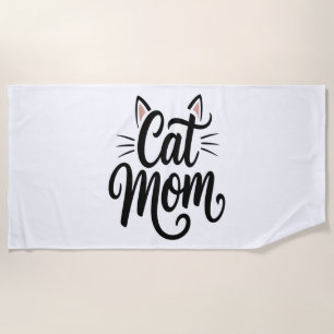 Cat Mom Whiskers and Ears Beach Towel