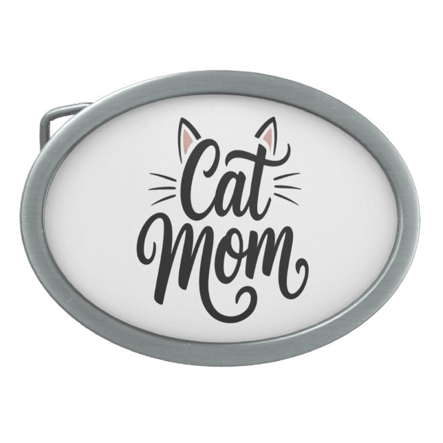 Cat Mom Whiskers and Ears Belt Buckle (Front)
