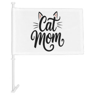 Cat Mom Whiskers and Ears Car Flag