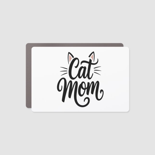 Cat Mom Whiskers and Ears Car Magnet (Front)