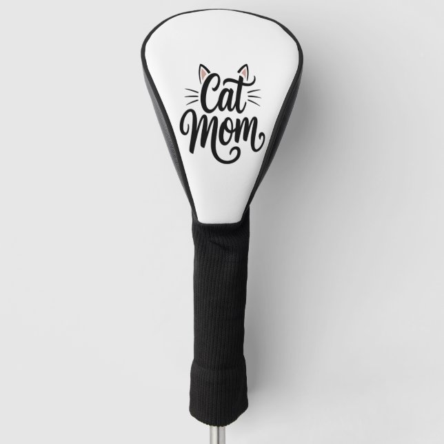 Cat Mom Whiskers and Ears Golf Head Cover (Front)