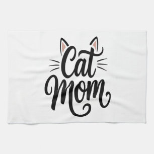 Cat Mom Whiskers and Ears Kitchen Towel