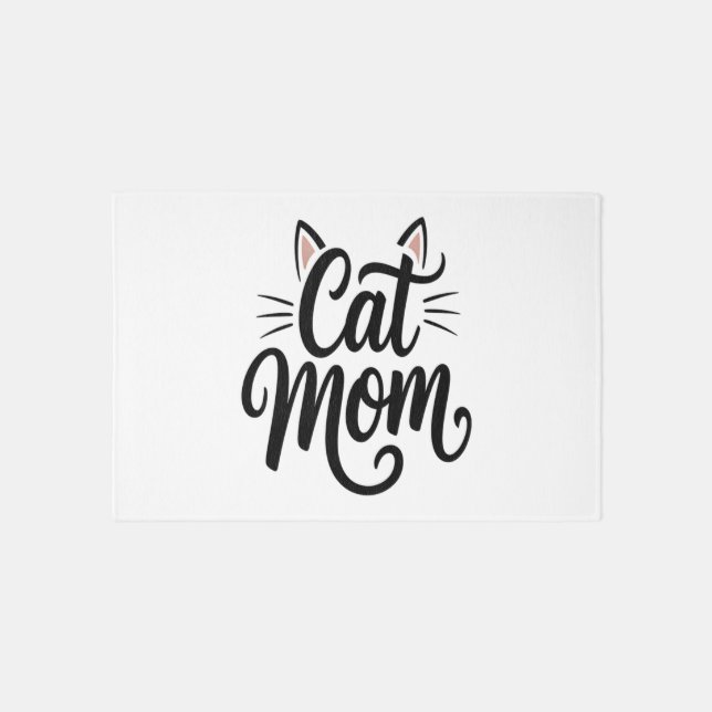 Cat Mom Whiskers and Ears Rug (Front)