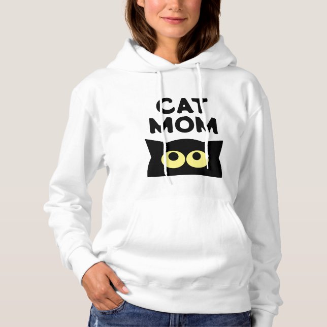 Cat Mom white hoodie for cat lover (Front)