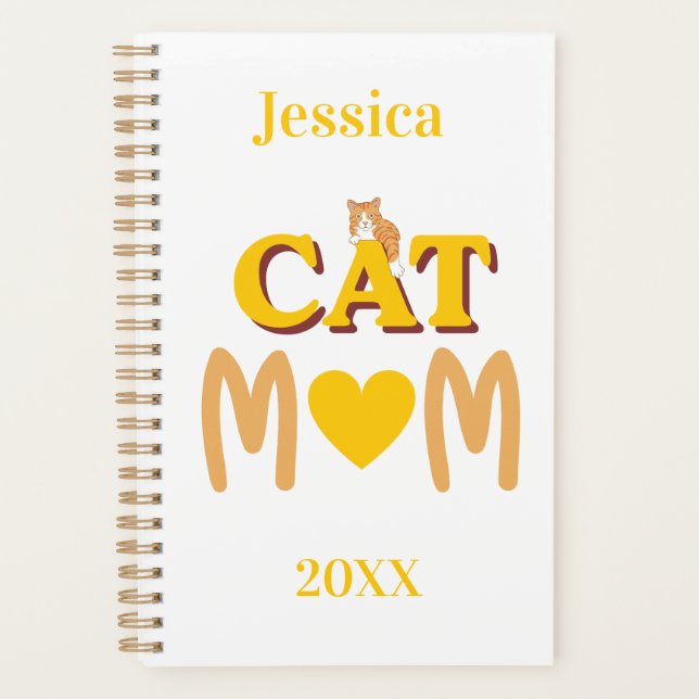 Cat Mom With Ginger Tabby Undated  Planner (Front)