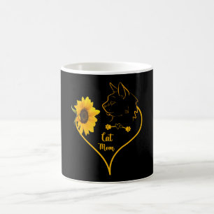 Cat Mom With Sunflower Cute Cat Lovers Mothers Day Coffee Mug