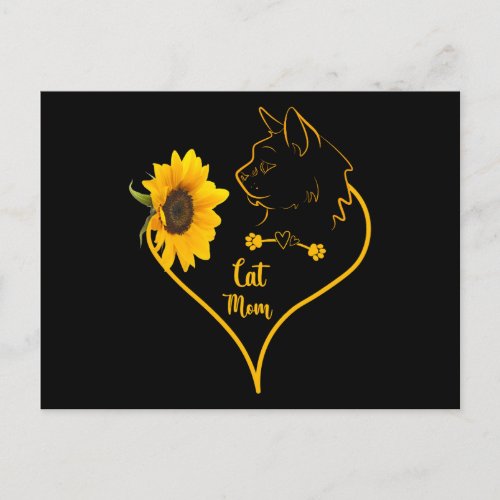 Cat Mom With Sunflower Cute Cat Lovers Mothers Day Postcard