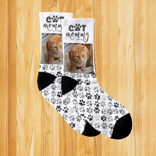 Cat Mommy Photo Template Pet Paws Socks