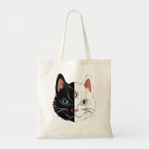 Cat Moon Black and white cats magic hand drawn kit Tote Bag