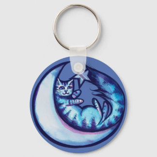 Cat Moon Caturday Star Art Purple MoonCat          Keychain