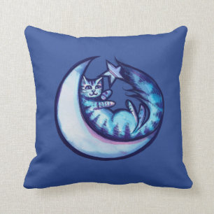 Cat Moon Caturday Star Art Purple MoonCat Throw Pillow