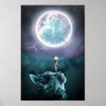 Cat Moon Fantasy Girl Poster at Zazzle