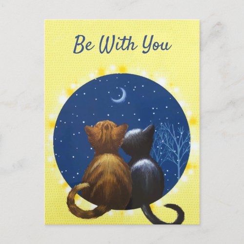 Cat Moon Love Be With You Holiday Postcard