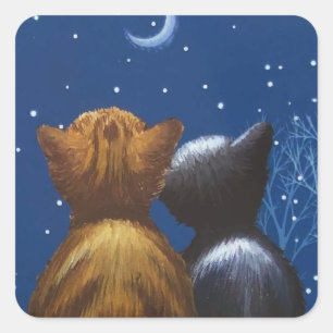 Cat Moon Love Be With You Square Sticker