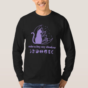 Cat Moon Phase and Crystal Shadow Work Meditation  T-Shirt