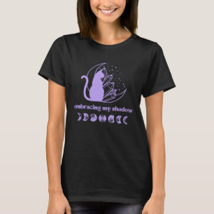 Cat Moon Phase and Crystal Shadow Work Meditation  T-Shirt