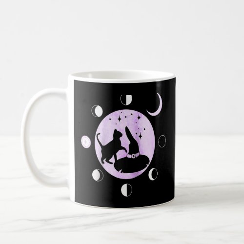 Cat Moon Phases For Women Black Cat Moon Witch Rag Coffee Mug