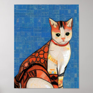 Diamond Painting Cat Eating Cute Rainbow Color Design Embroidery Wall  Decoration