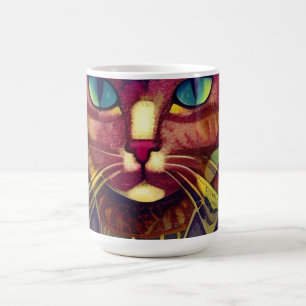 Cat moroccan mosaic abstract art patterned kitty color morph mug