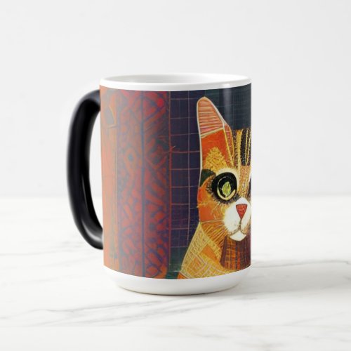 Cat moroccan mosaic abstract art portrait kitty magic mug